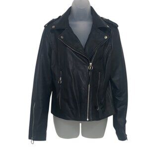 Women's Black  Faux Leather Moto Jacket Sam Edelman Size Large